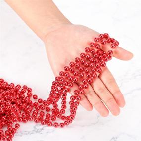 img 2 attached to 🎄 Shimmering Red Beaded Garland for Christmas Tree Decoration - Pangda 26.2 Feet of Festive Christmas Tree Beads