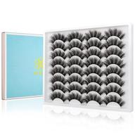 👁️ dysilk 16 pairs false eyelashes faux mink lashes | fluffy, long, soft extension | natural volume | reusable & handmade | makeup lashes without glue | 18mm logo