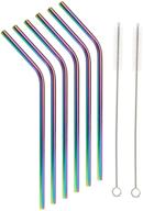🌈 ecofriendly, extra long reusable stainless steel straws in iridescent colors for 30 oz tumblers logo