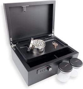 img 4 attached to 🔒 Lockable Stash Box Bundle - Includes Rolling Tray, 2 Stash Jars, and Grinder for Enhanced Organization