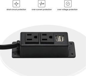 img 1 attached to 💡 USB Power Strip with BTU Wall Mount Outlet - 2 AC Outlets, 2 USB Ports, 6.56ft Extension Cord - Mountable Under Desk, Workbench, Nightstand, Dresser, Table - Black