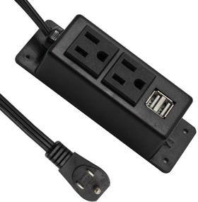 img 4 attached to 💡 USB Power Strip with BTU Wall Mount Outlet - 2 AC Outlets, 2 USB Ports, 6.56ft Extension Cord - Mountable Under Desk, Workbench, Nightstand, Dresser, Table - Black