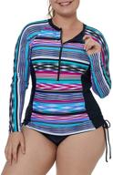 👙 xakalaka zip front rashguard: trendy multicolor striped women's swimwear & cover up logo