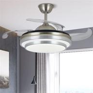 💡 36-inch silver modern retractable ceiling fan with light, remote control, dimmable led chandelier, invisible blades - ideal for living room, bedroom, kitchen, dining room logo