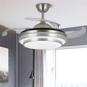 img 4 attached to 💡 36-Inch Silver Modern Retractable Ceiling Fan with Light, Remote Control, Dimmable LED Chandelier, Invisible Blades - Ideal for Living Room, Bedroom, Kitchen, Dining Room