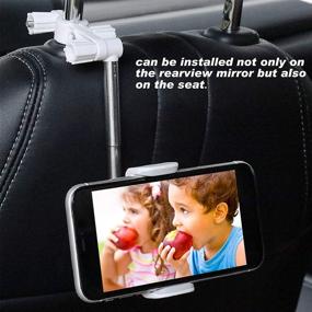 img 2 attached to 📱 Retractable Rearview Mirror Car Phone Mount - Universal 360° Rotation, Adjustable for 70mm-100mm Width Phones, Compatible with 4.0"-6.1" Phone Sizes, Headrest Stand Car Phone Holder - Black