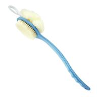 🚿 2-in-1 long handled body brush for shower - bristles and loofah back scrubber, improve skin health for men and women, 14" size, 1 pack (blue) logo