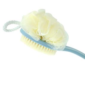 img 3 attached to 🚿 2-in-1 Long Handled Body Brush for Shower - Bristles and Loofah Back Scrubber, Improve Skin Health for Men and Women, 14" Size, 1 Pack (Blue)