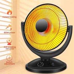 img 3 attached to 🔥 Portable Ceramic Space Heater – Antarctic Star Indoor Use Small Electric Heater, Oscillating Radiant Dish with Overheat Protection, Adjustable Tilt for Home or Office - 800W, Black