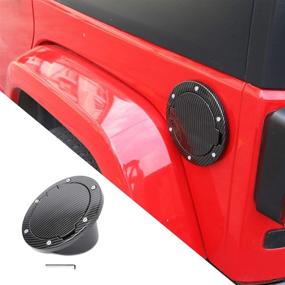 img 4 attached to Fuel Filler Door Gas Tank Cap Cover Accessories for 2007-2017 Jeep Wrangler JK & Unlimited Sport Rubicon Sahara – Carbon Fiber Grain Finish