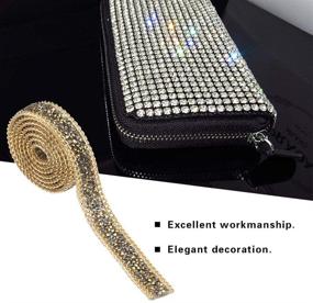 img 2 attached to 🎉 1 Yard Double-Pointed Diamond Sparkling Rhinestone Mesh Ribbon Roll - 20mm Width - Ideal for Party Decorations, Birthdays, Baby Shower - Gold