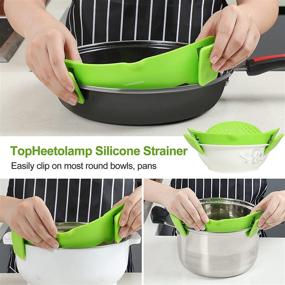 img 3 attached to 🍝 Silicone Clip on Strainer: Convenient Snap-On Colander for Versatile Cooking - Ideal for Pasta, Spaghetti, Ground Beef Grease, and More