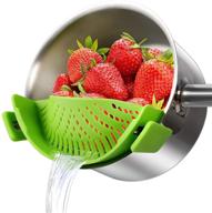 🍝 silicone clip on strainer: convenient snap-on colander for versatile cooking - ideal for pasta, spaghetti, ground beef grease, and more logo