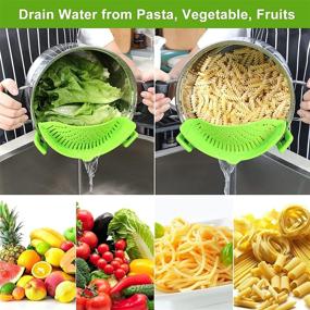 img 2 attached to 🍝 Silicone Clip on Strainer: Convenient Snap-On Colander for Versatile Cooking - Ideal for Pasta, Spaghetti, Ground Beef Grease, and More