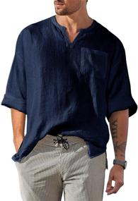 img 4 attached to 👕 Cotton Henley Casual Sleeve Men's Shirts by Bbalizko for Ultimate Style and Comfort
