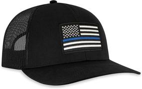 img 4 attached to Thin Blue Line American Flag Trucker Hat: Honoring Law Enforcement Officers, Adjustable Baseball Cap for Men & Women