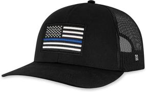 img 3 attached to Thin Blue Line American Flag Trucker Hat: Honoring Law Enforcement Officers, Adjustable Baseball Cap for Men & Women