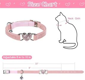 img 3 attached to 😺 BINGPET Diamond Cat Collar: Adjustable Velvet Kitten Collar with Crystal Heart Charm, Bells for Safety