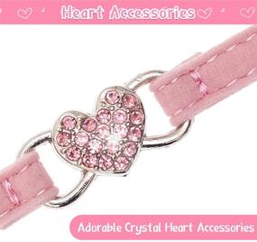 img 1 attached to 😺 BINGPET Diamond Cat Collar: Adjustable Velvet Kitten Collar with Crystal Heart Charm, Bells for Safety