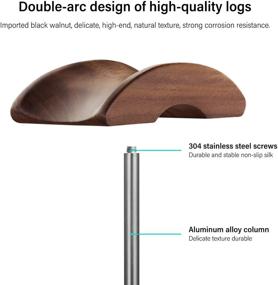 img 2 attached to Премиум подставка для наушников: ореховое дерево и алюминий, держатель из натурального ореха для всех размеров наушников (серый)