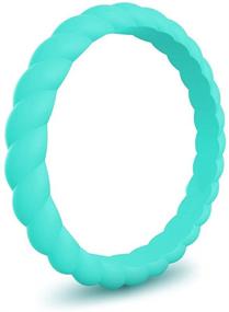 img 1 attached to 💍 Caiyao 3-Pack Thin Rubber Wedding Rings - Stackable Braided Silicone Bands for Women, Fashionable & Colorful Athletic Ring Sets - Comfortable Fit, Skin-Safe & Affordable