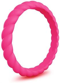 img 3 attached to 💍 Caiyao 3-Pack Thin Rubber Wedding Rings - Stackable Braided Silicone Bands for Women, Fashionable & Colorful Athletic Ring Sets - Comfortable Fit, Skin-Safe & Affordable