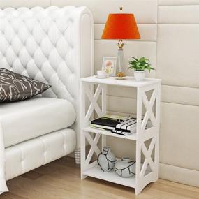 img 1 attached to 📚 Rerii End Table: 2-Tier Side Table and Small Bookshelf, White - Perfect for Bedroom, Bathroom, and Living Room Display