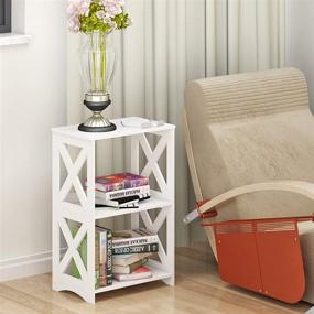 img 2 attached to 📚 Rerii End Table: 2-Tier Side Table and Small Bookshelf, White - Perfect for Bedroom, Bathroom, and Living Room Display