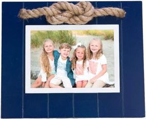 img 4 attached to 🌊 Coastal Nautical Navy Picture Frame 5"x7" with Jute Rope Accent – Beachcombers Home Decor for Tabletop & Wall Display in Blue