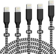 premium iphone charger - apple mfi certified lightning cable 5-pack bundle | fast charging | nylon braided | compatible with iphone 12 pro max, 11 pro max, xs max, xr, 8, 7, 6s, se, ipad and more logo