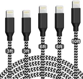 img 4 attached to Premium iPhone Charger - Apple MFi Certified Lightning Cable 5-Pack Bundle | Fast Charging | Nylon Braided | Compatible with iPhone 12 Pro Max, 11 Pro Max, Xs Max, XR, 8, 7, 6S, SE, iPad and More
