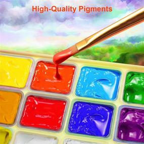 img 1 attached to 🎨 Gouache Paint Set Jelly Cup Non Toxic Paints with Portable Case Palette for Artist Canvas & Watercolor Paper, Vibrant Pigments (18 ×1 Fl Oz, Yellow)