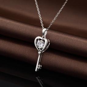 img 1 attached to Exquisite Han han 925 Sterling Silver Necklace: Dancing CZ Diamond, Platinum Plated | Sparkling 5A+ Cubic Zirconia Jewelry for Women | Ideal Gift for Girlfriend, Mother