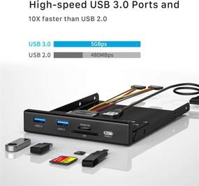 img 2 attached to 🔌 BYEASY Front Panel USB 3.0 Hub 5 Ports with Type-C Port & Card Reader - Perfect Fit for 3.5" Floppy Disk Bay (PCI-02)