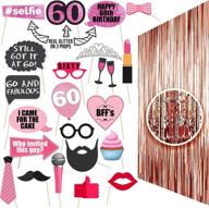 🎉 60th birthday photo props and party supplies - rose gold 60th birthday decorations and backdrop props for a memorable celebration - real glitter props included! логотип