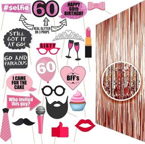 img 4 attached to 🎉 60th Birthday Photo Props and Party Supplies - Rose Gold 60th Birthday Decorations and Backdrop Props for a Memorable Celebration - Real Glitter Props Included!