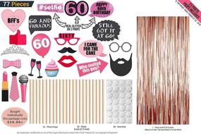 img 3 attached to 🎉 60th Birthday Photo Props and Party Supplies - Rose Gold 60th Birthday Decorations and Backdrop Props for a Memorable Celebration - Real Glitter Props Included!