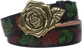 img 3 attached to Snap Embossed Roses Leather Belt Women's Accessories