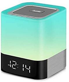 img 2 attached to 🎶 Celcube Nightlight Bluetooth Speaker: 5-in-1 LED Dimmable Bedside Touch Lamp with Wireless Speaker, Color Changing Light, Alarm Clock, TF Card & AUX Support - Ideal Gift for Men, Women, Children & Kids