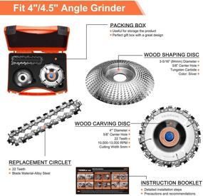 img 3 attached to 🪚 Wood Carving Discs: Replacement Chain & Grinding Wheel for Angle Grinder Attachment - DoubleSaw Teeth Shaper, 5/8" Inner Diameter - Ideal for Wood Cutting (4" or 4-1/2") - Includes Cut Resistant Gloves