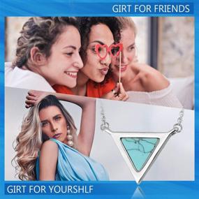 img 1 attached to 💎 Stunning Triangle Opal Necklace: Captivating Blue Pendant Gift for Sister - Adjustable Chain, Perfect Birthday Surprise!