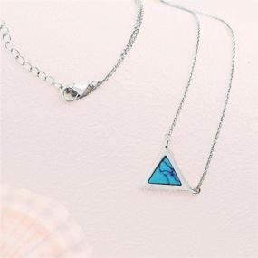 img 3 attached to 💎 Stunning Triangle Opal Necklace: Captivating Blue Pendant Gift for Sister - Adjustable Chain, Perfect Birthday Surprise!