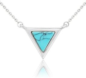 img 4 attached to 💎 Stunning Triangle Opal Necklace: Captivating Blue Pendant Gift for Sister - Adjustable Chain, Perfect Birthday Surprise!