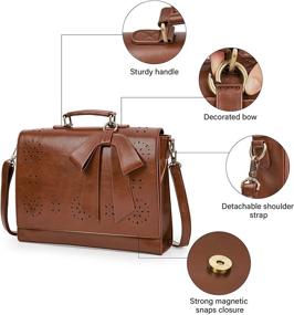 img 1 attached to 👜 ECOSUSI Coffee Vegan Leather Laptop Bag for Women - Briefcase Crossbody Messenger Bags for School and Office - Fits 14-inch Laptops