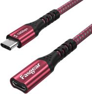 удлинитель usb c 10gbps 1.6ft fasgear type c 3.1 gen 2 мужской к женскому кабель - поддерживает видео и аудио вывод 4k@60гц - совместим с switch, usb c hub, thunderbolt 3, macbook pro, dell xps, док-станция - 50см (красный) логотип