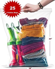 img 3 attached to 🛍️ [25 PACK] Extra Large 5 Gallon Storage Bags for Food Prep, Travel, Organization, Moving or Storage, 2 Mil Thick, 18x24 Inches