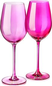 img 4 attached to 🍷 Stunning Barbie x Dragon Glassware Wine Glasses – Perfect Christmas Gift Set, Magenta & Pink Crystal Glass, for Red & White Wine Lovers, 17.5-Ounce, Set of 2