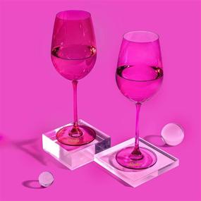 img 3 attached to 🍷 Stunning Barbie x Dragon Glassware Wine Glasses – Perfect Christmas Gift Set, Magenta & Pink Crystal Glass, for Red & White Wine Lovers, 17.5-Ounce, Set of 2