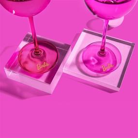 img 2 attached to 🍷 Stunning Barbie x Dragon Glassware Wine Glasses – Perfect Christmas Gift Set, Magenta & Pink Crystal Glass, for Red & White Wine Lovers, 17.5-Ounce, Set of 2