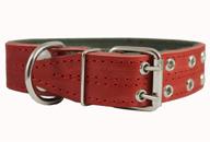 🐶 padded red genuine leather dog collar - 1.5" wide, suitable for cane corso and doberman with neck sizes of 18"-22 logo